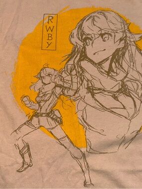 Men’s Medium Cream RWBY Anime Manga Graphic Shirt